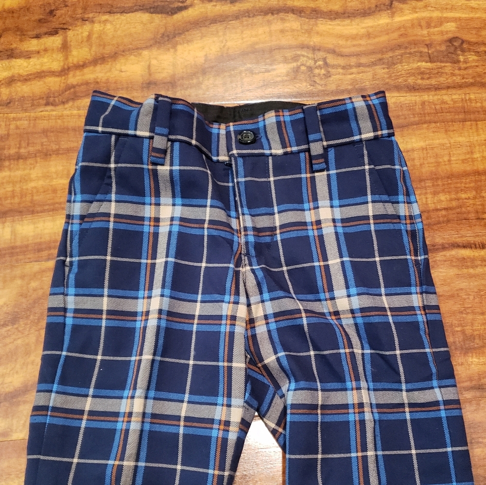 Janie and Jack NWT/EUC boys 4 dog intarsia sweater, plaid pants, plaid shirt - Picture 6 of 13